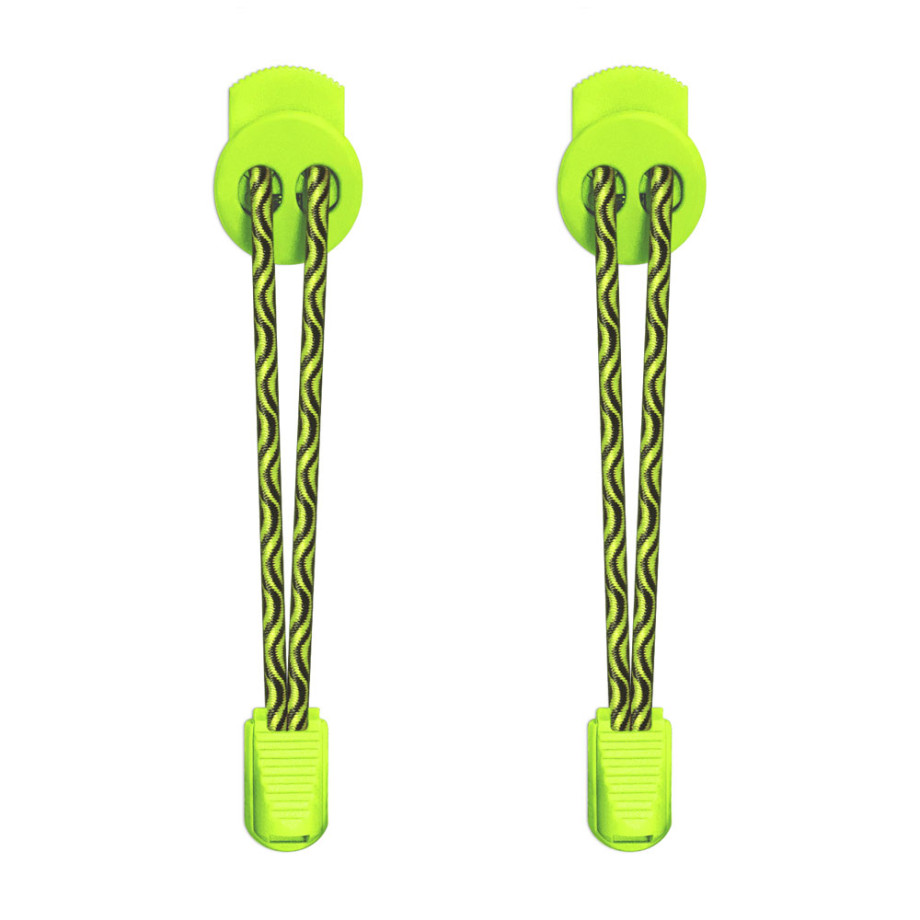 Vælge miles Skur Køb elastiske snørebånd med lås i sort / neon gul her